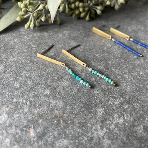 Simple Bar and Seed Bead Stone Stud Earrings by Eric Silva