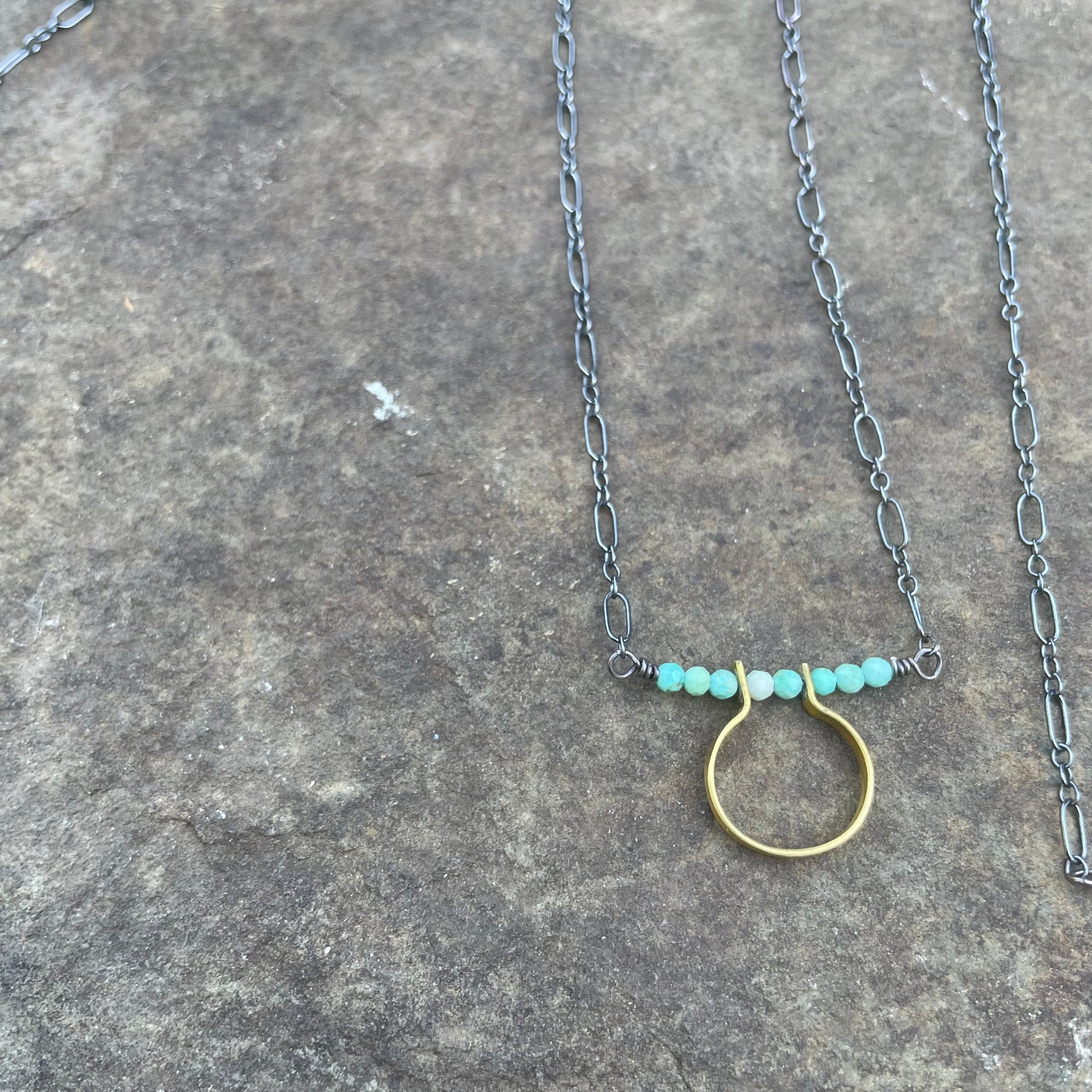 Small Round Arch Necklace with Stones by Eric Silva
