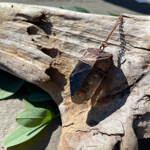 Smoky Quartz Necklace on 30" Copper Chain Chain by Hawkhouse