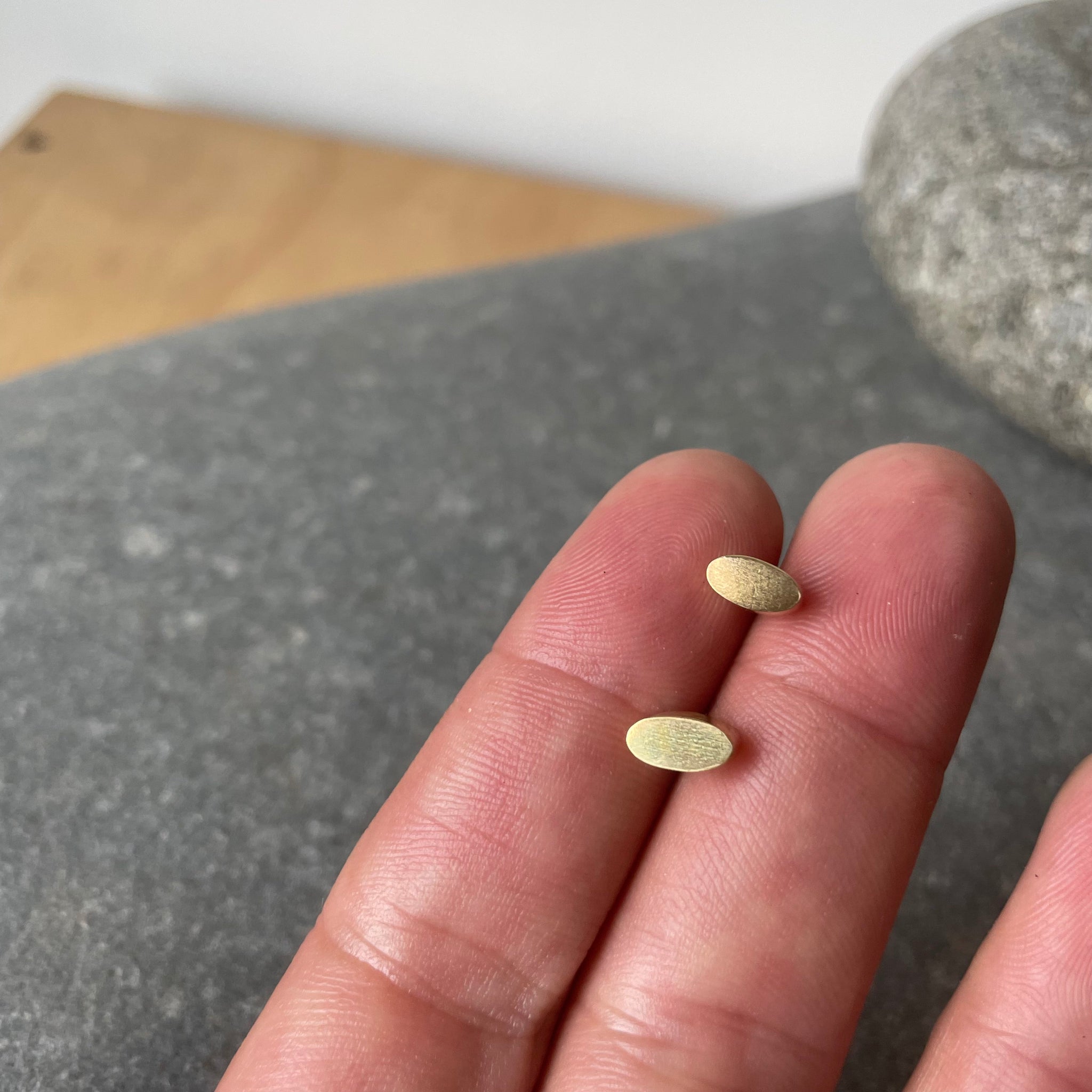 Solid Brass Pebble Studs by Mulxiply