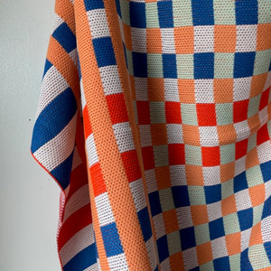 Square Square Throw in Poppy Cobalt by Verloop Knits