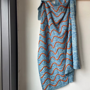 Squiggle Stripe Throw in Jade/ Cobalt by Verloop Knits