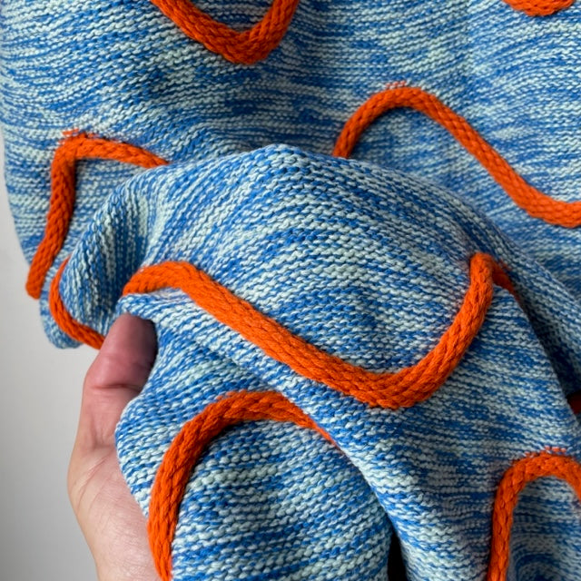 Squiggle Stripe Throw in Jade/ Cobalt by Verloop Knits