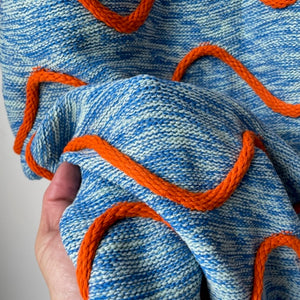 Squiggle Stripe Throw in Jade/ Cobalt by Verloop Knits