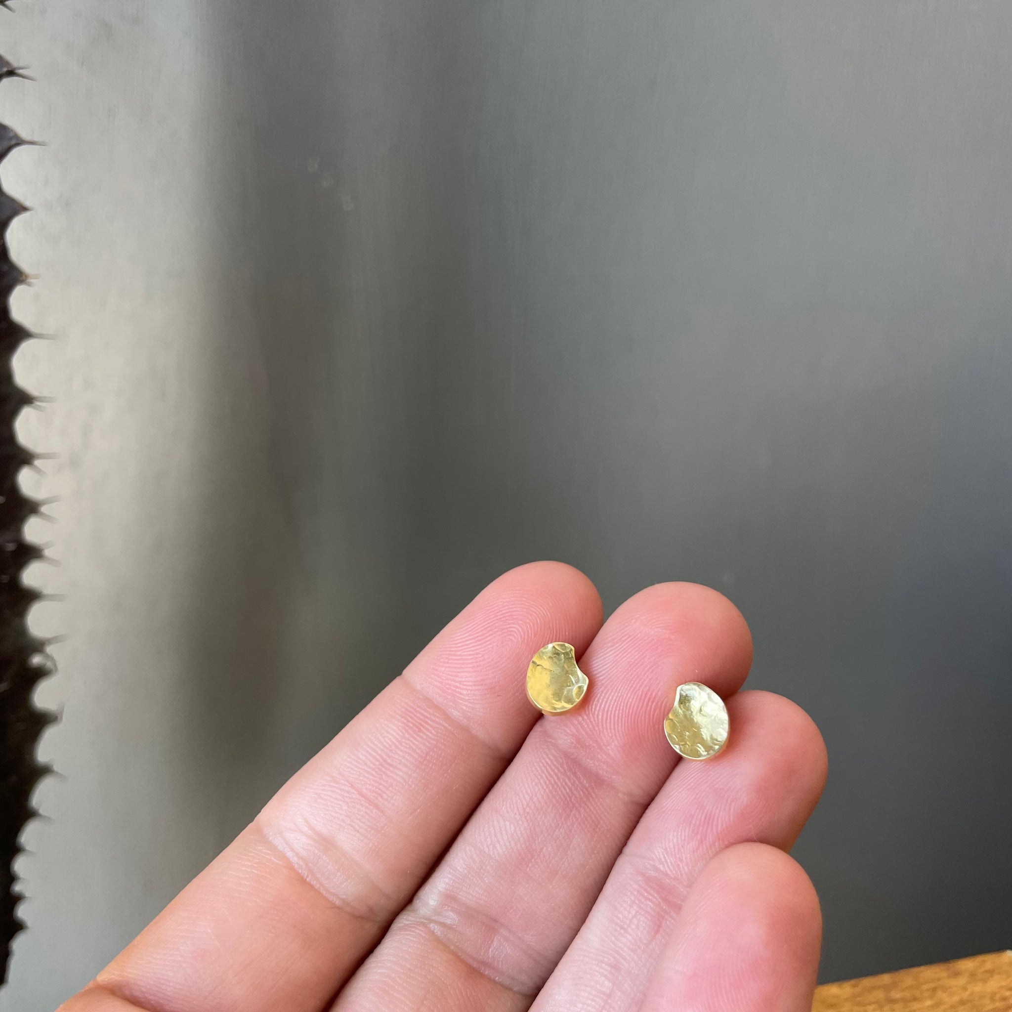 Tiny Palette Brass Stud Earrings by Mulxiply
