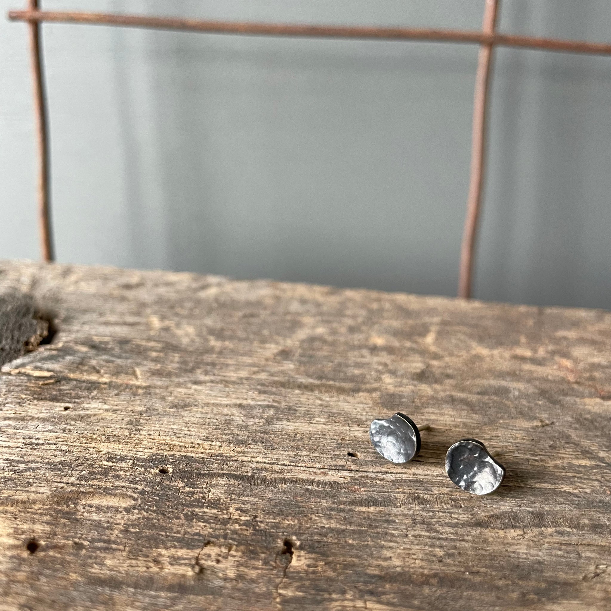 Tiny Palette Oxidized Brass Stud Earrings by Mulxiply