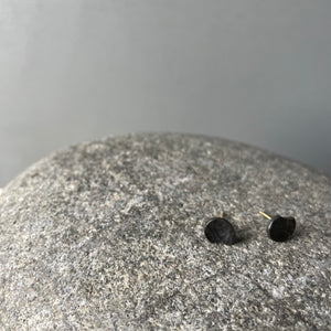 Tiny Palette Oxidized Brass Stud Earrings by Mulxiply