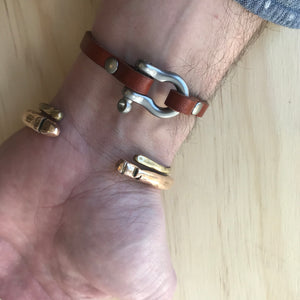 Single Wrap Leather Shackle Bracelet by Todder - Upstate MN 