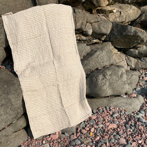 Two-Ply Black Stripe Linen Bath Towel by Goodlinens