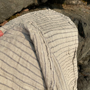 Two-Ply Black Stripe Linen Bath Towel by Goodlinens