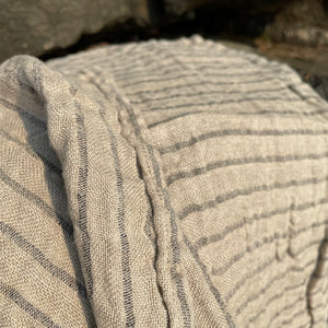 Two-Ply Black Stripe Linen Bath Towel by Goodlinens