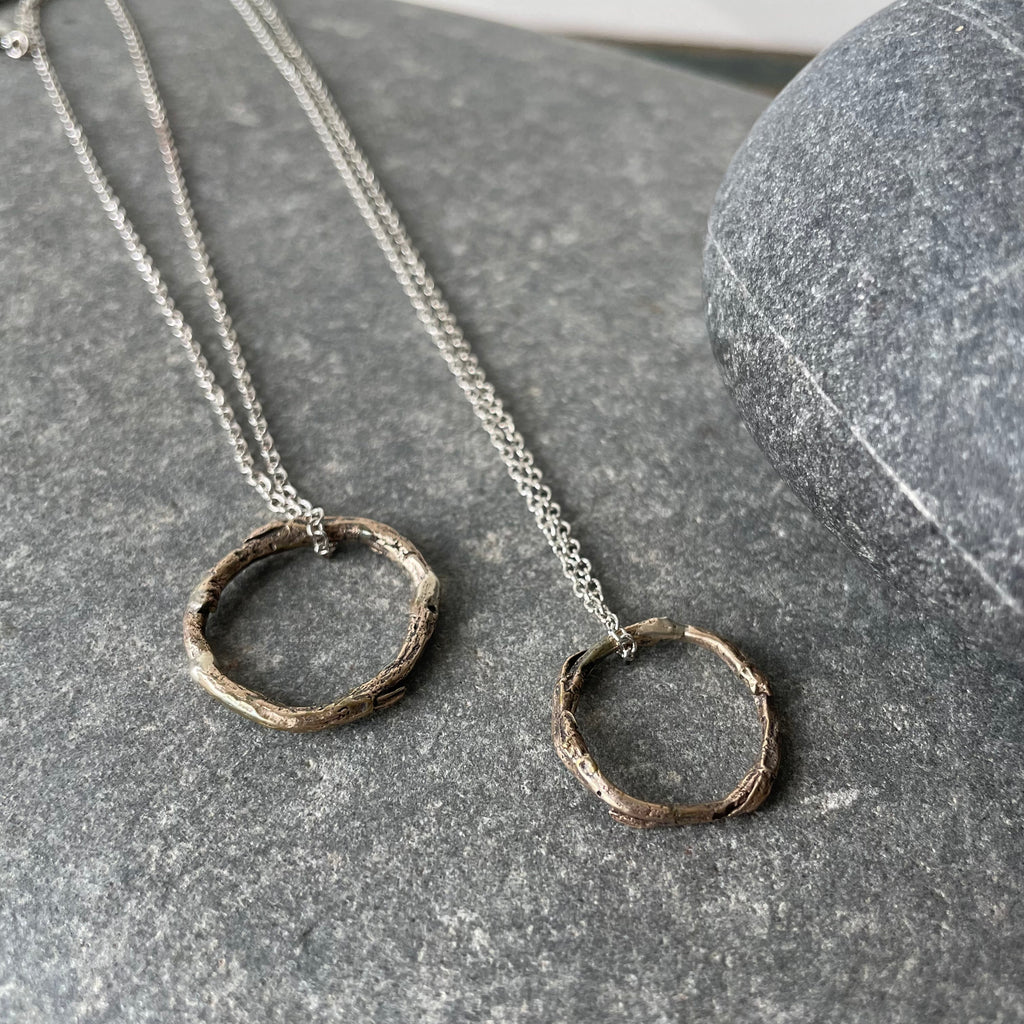 Willow Ring Necklace in Bronze by Tree Trunk Arts