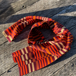 Wine Red Checkerboard Scarf by Verloop Knits