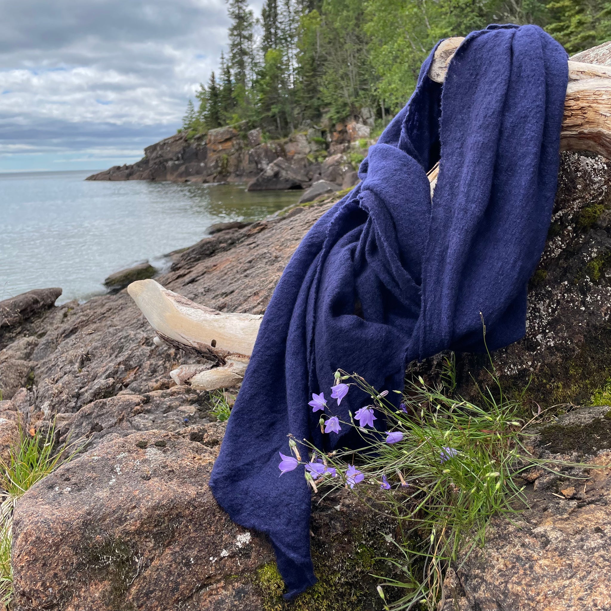 Wool Cloud Scarf in Blue Black by Scarfshop